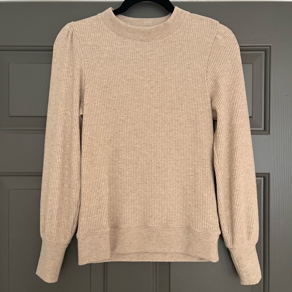 J. Crew brush rib knit tan sweater XS